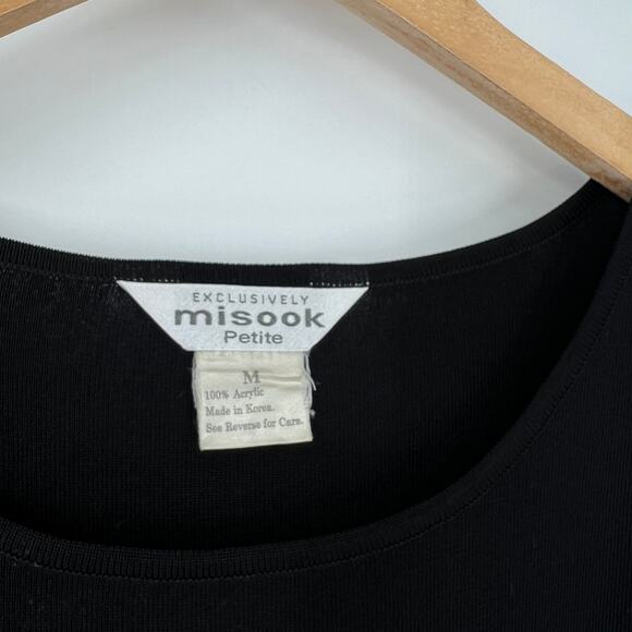 Vintage Misook Black Knit Sleeveless Shell Top Women's Petite Medium - Picture 4 of 5